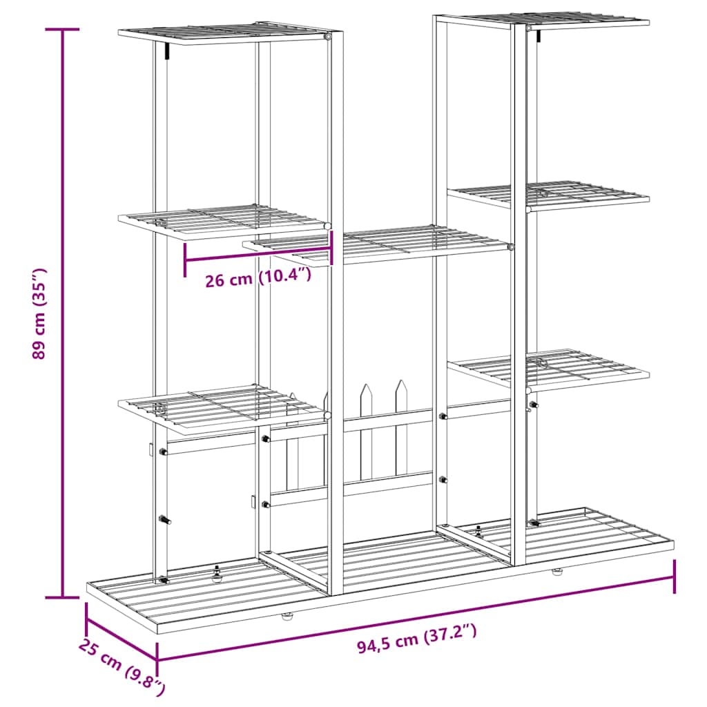 Portafiori 94,5x25x89 cm Ferro Bianco