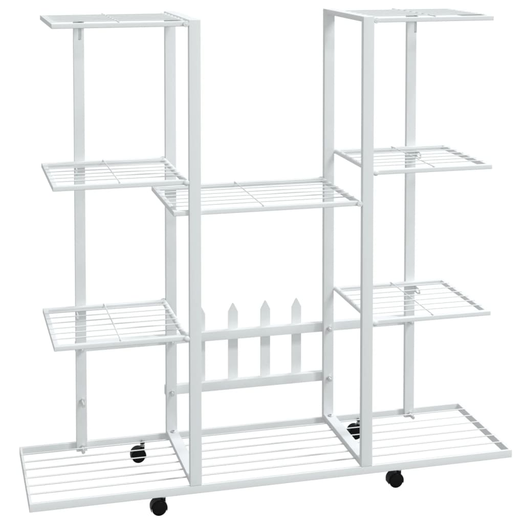 Portafiori con Ruote 94,5x24,5x91,5 cm Ferro Bianco - homemem39