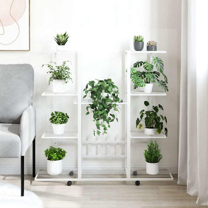 Portafiori con Ruote 94,5x24,5x91,5 cm Ferro Bianco