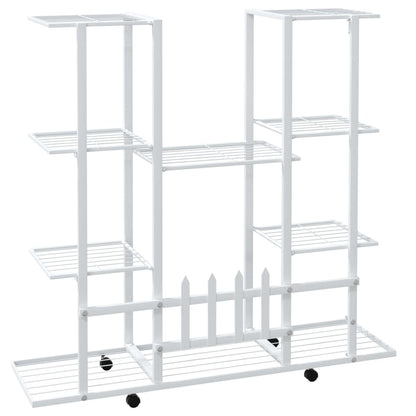 Portafiori con Ruote 94,5x24,5x91,5 cm Ferro Bianco - homemem39