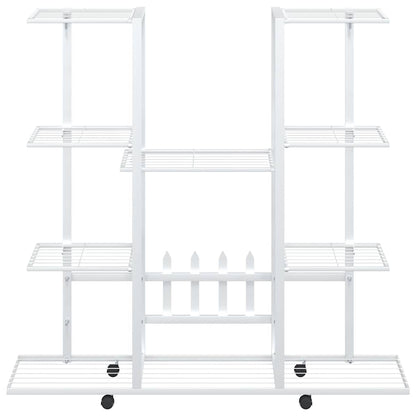 Portafiori con Ruote 94,5x24,5x91,5 cm Ferro Bianco