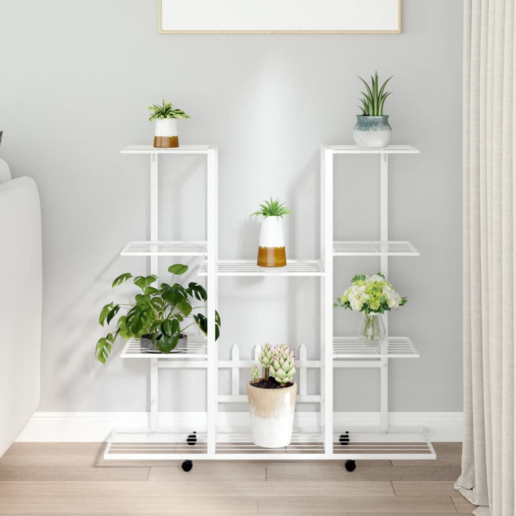Portafiori con Ruote 94,5x24,5x91,5 cm Ferro Bianco - homemem39