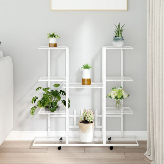 Portafiori con Ruote 94,5x24,5x91,5 cm Ferro Bianco - homemem39
