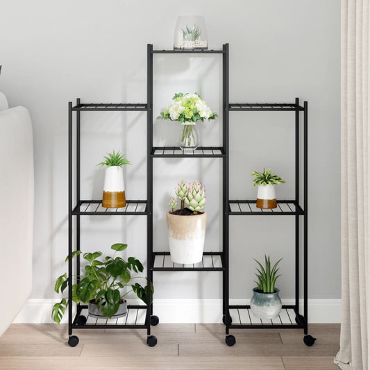 Portafiori con Ruote 83x25x103,5 cm Ferro Nero - homemem39