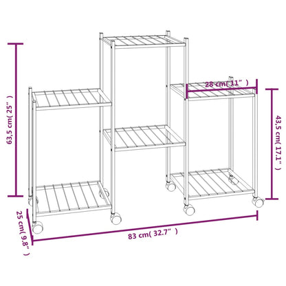 Portafiori con Ruote 83x25x63,5 cm Ferro Nero - homemem39
