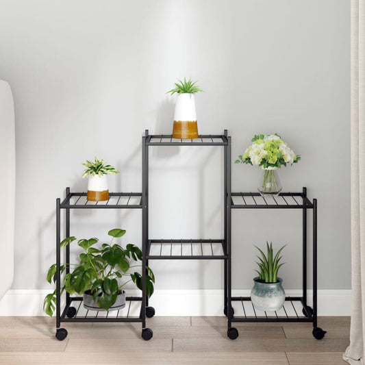 Portafiori con Ruote 83x25x63,5 cm Ferro Nero - homemem39