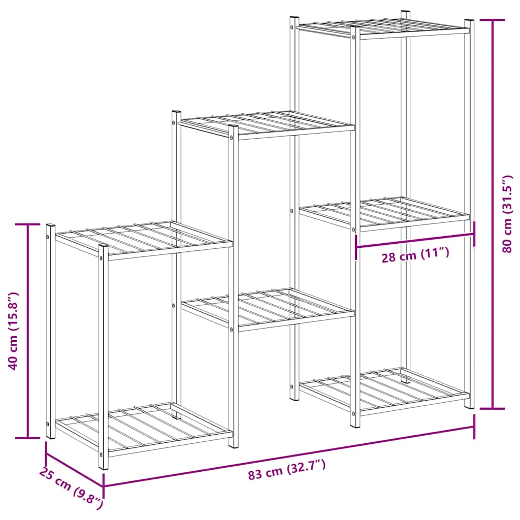 Flower holder 83x25x80 cm Black in Iron