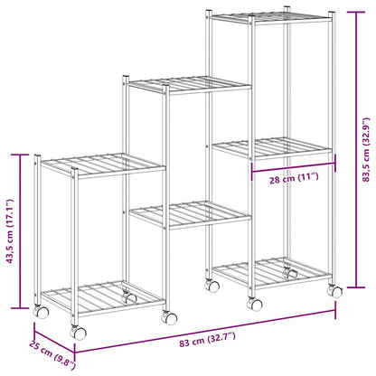 Portafiori con Ruote 83x25x83,5 cm Ferro Nero