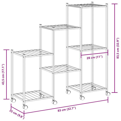 Portafiori con Ruote 83x25x83,5 cm Ferro Nero