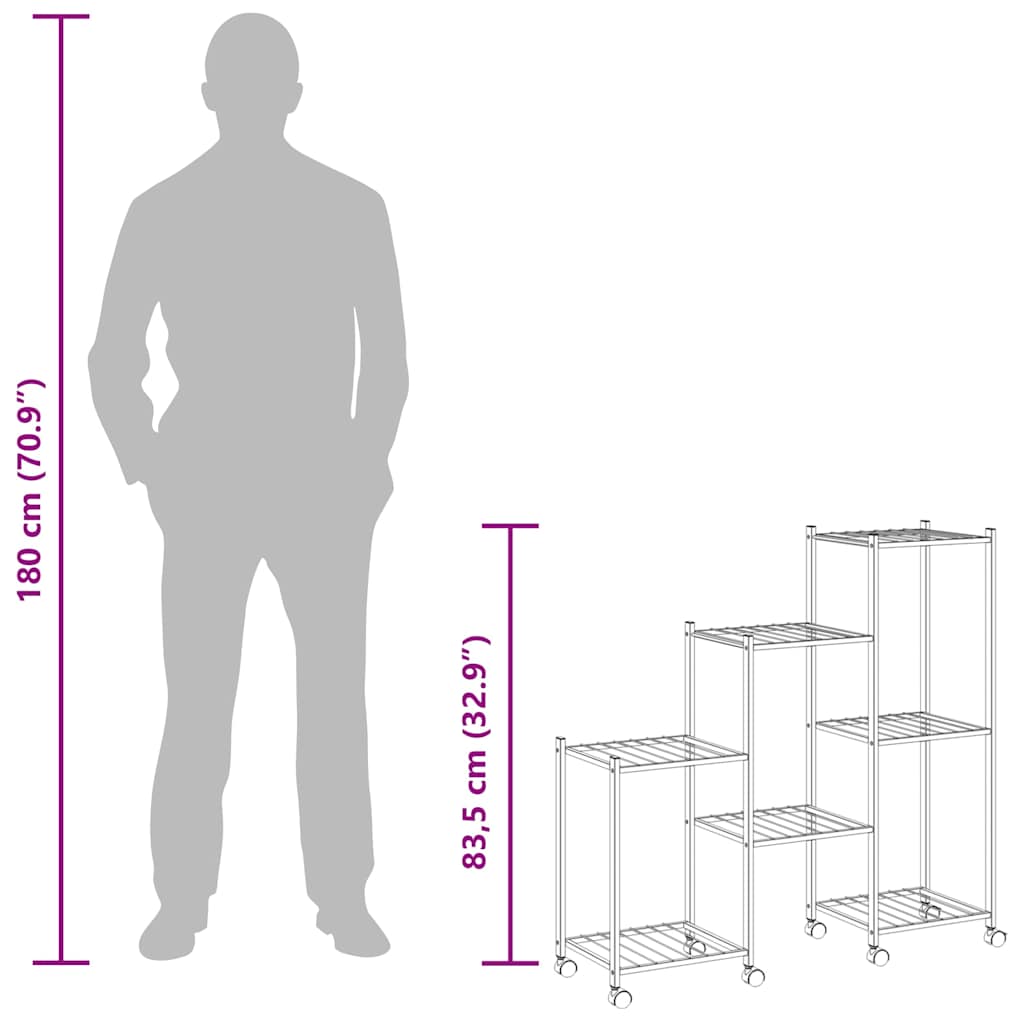 Portafiori con Ruote 83x25x83,5 cm Ferro Nero