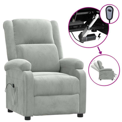 Poltrona Elettrica Reclinabile Grigio Chiaro in Vera Pelle | homemem39