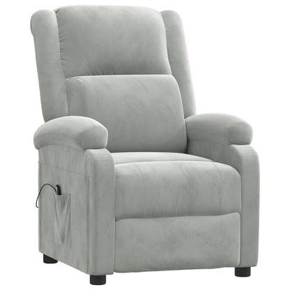 Poltrona Elettrica Reclinabile Grigio Chiaro in Vera Pelle | homemem39
