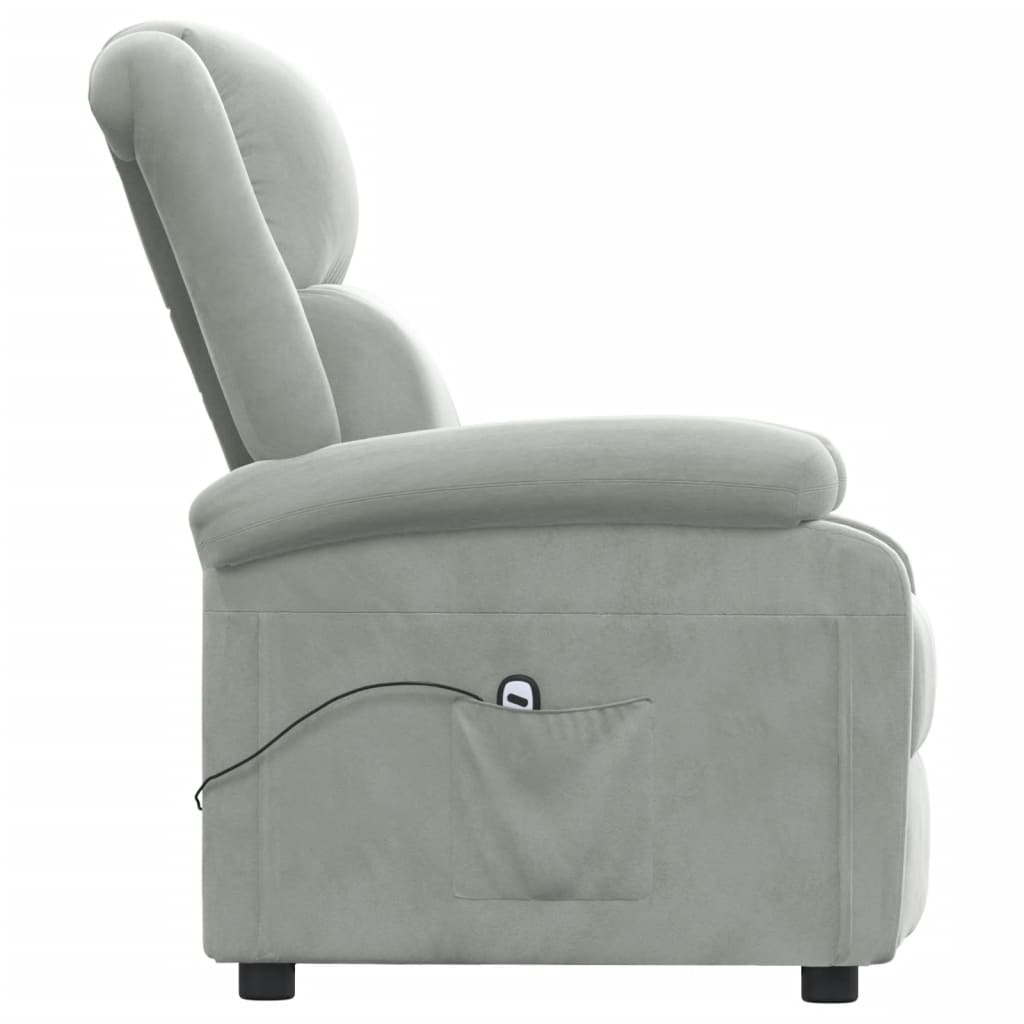 Poltrona Elettrica Reclinabile Grigio Chiaro in Vera Pelle | homemem39