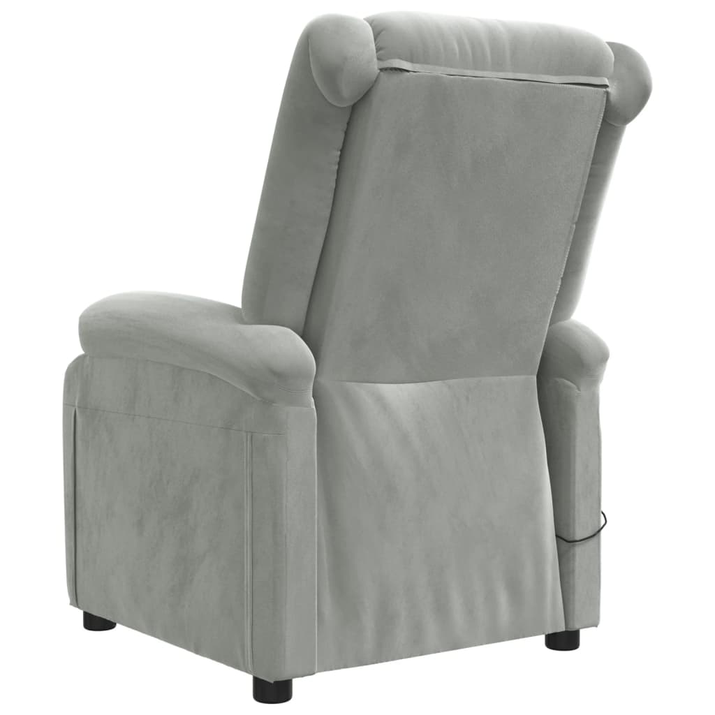 Poltrona Elettrica Reclinabile Grigio Chiaro in Vera Pelle | homemem39