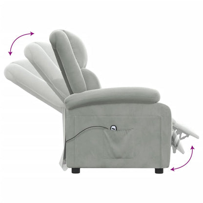 Poltrona Elettrica Reclinabile Grigio Chiaro in Vera Pelle | homemem39
