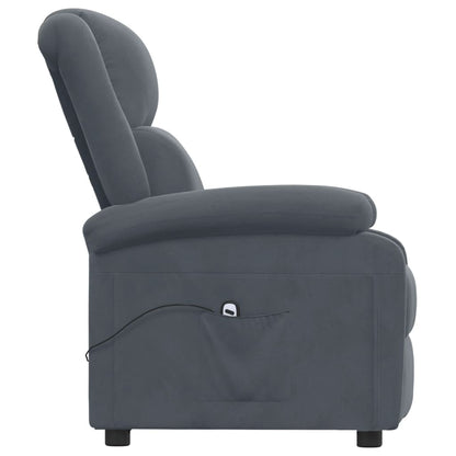 Poltrona Elettrica Reclinabile Grigio Scuro in Vera Pelle