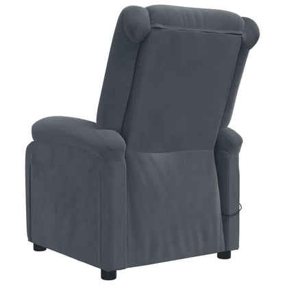 Poltrona Elettrica Reclinabile Grigio Scuro in Vera Pelle