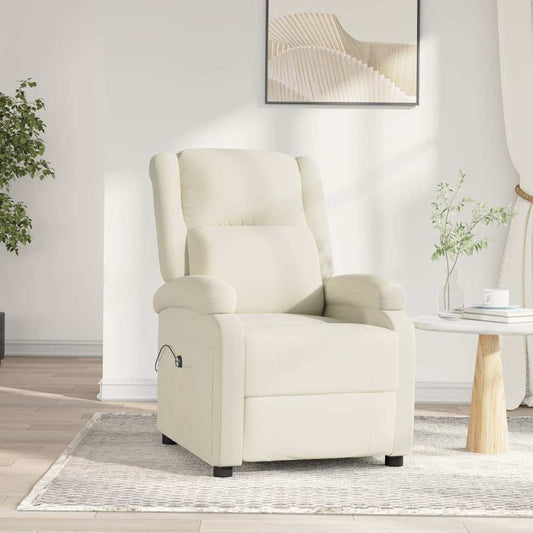 Poltrona Elettrica Reclinabile Crema in Velluto | homemem39