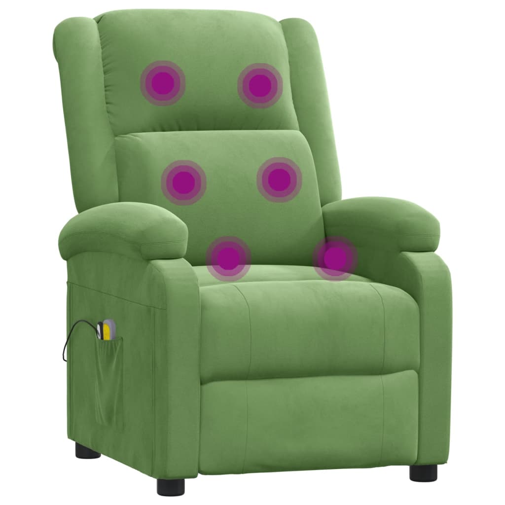 Poltrona Massaggiante Elettrica Verde Chiaro in Velluto - homemem39