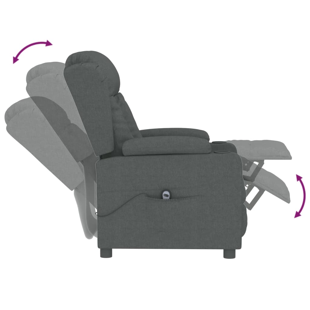 Poltrona Elettrica Reclinabile Grigio Scuro in Tessuto | homemem39