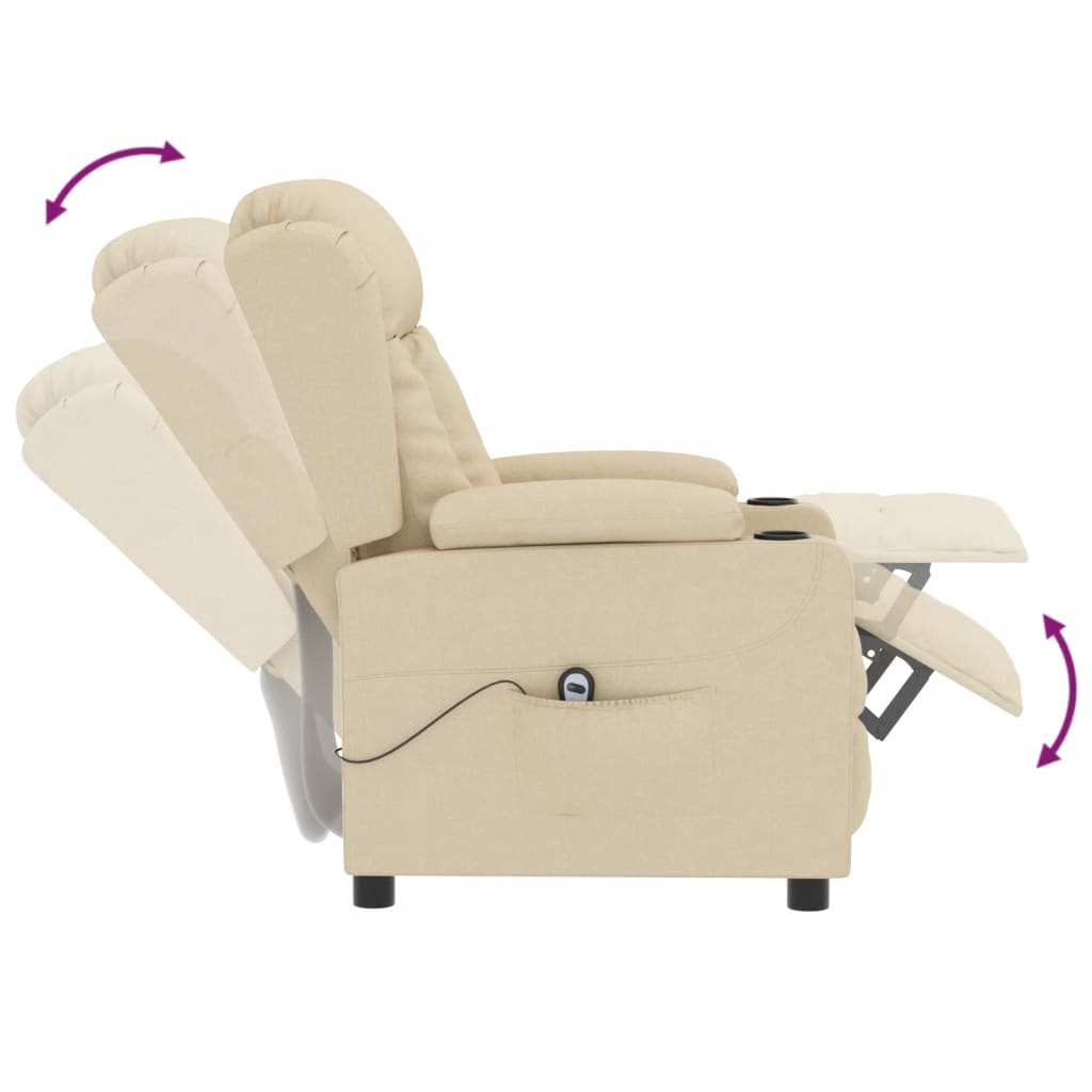 Poltrona Elettrica Reclinabile Crema in Tessuto | homemem39