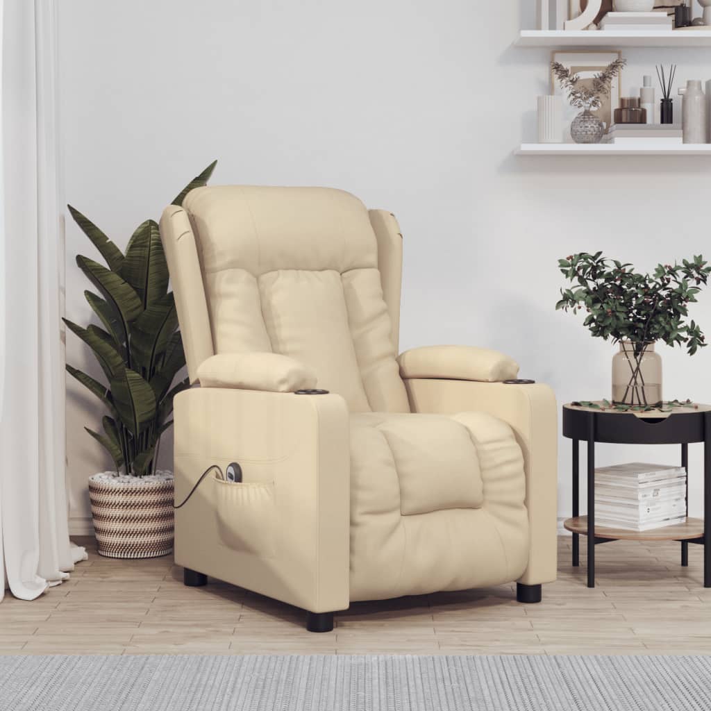 Poltrona Elettrica Reclinabile Crema in Tessuto | homemem39