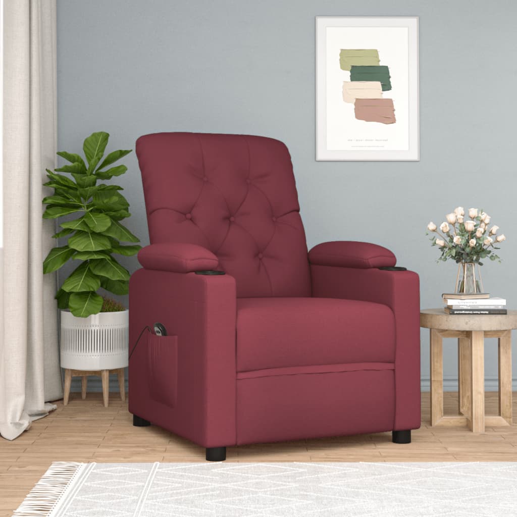 Poltrona Elettrica Reclinabile Rosso Vino in Tessuto | homemem39