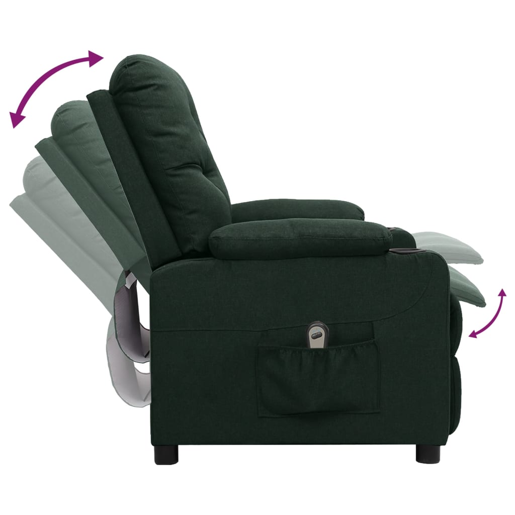 Poltrona Elettrica Reclinabile Verde Scuro in Tessuto | homemem39
