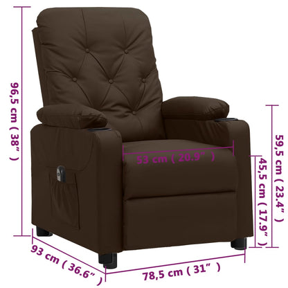 Poltrona Reclinabile Elettrica Marrone in Similpelle - homemem39