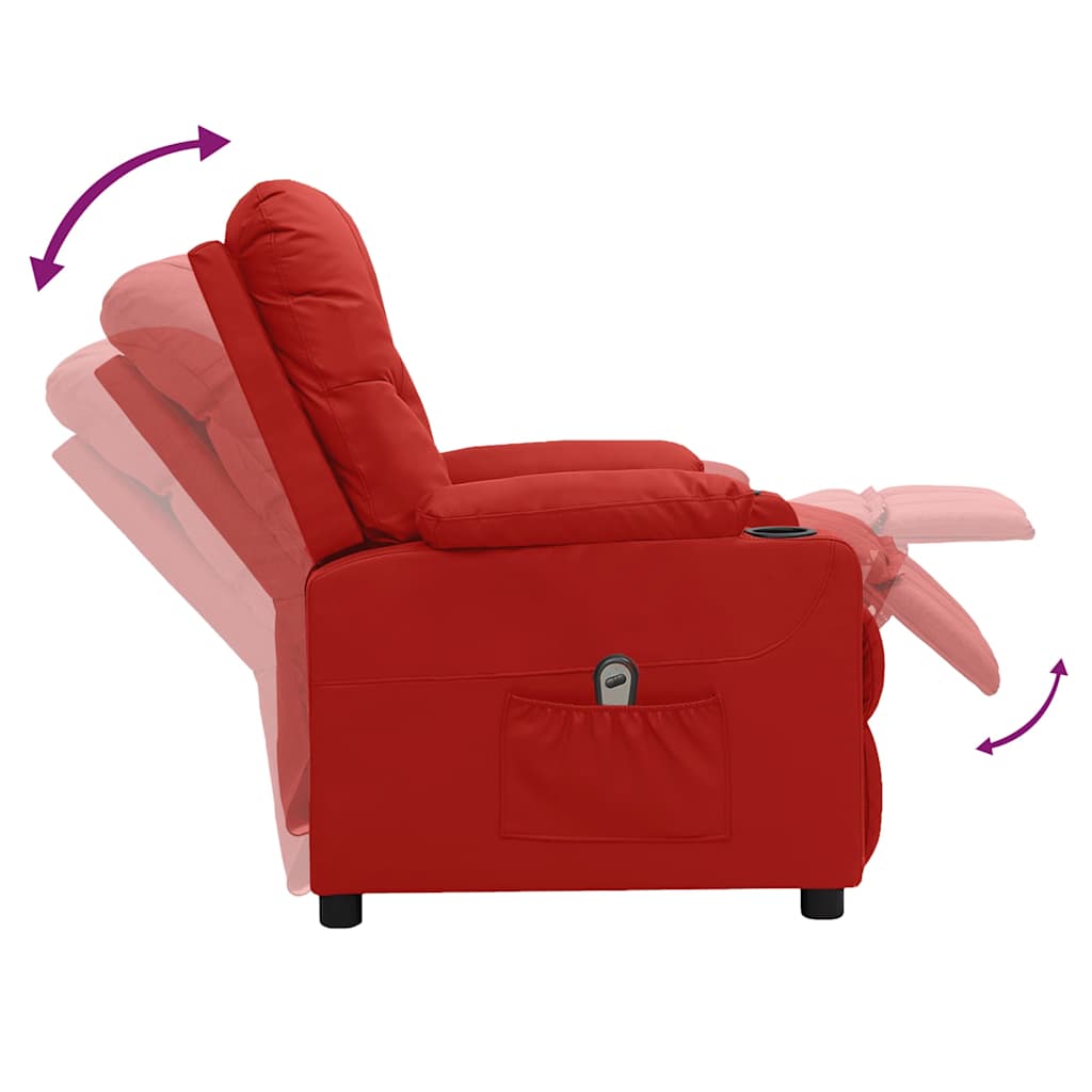 Poltrona Reclinabile Elettrica Rosso Vino in Similpelle