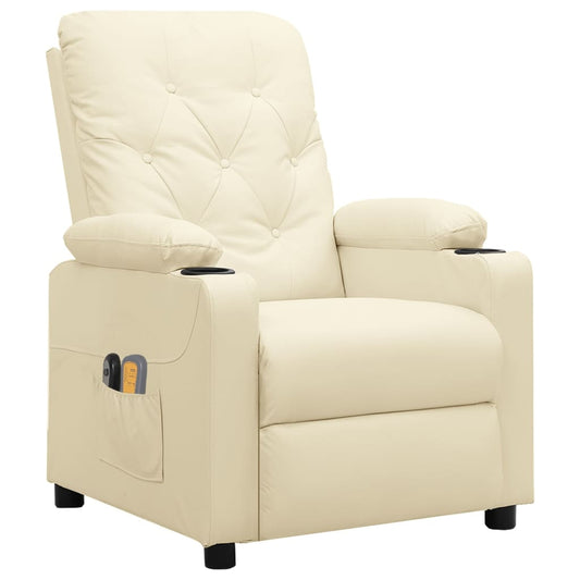 Poltrona Massaggiante Elettrica Crema Similpelle | homemem39
