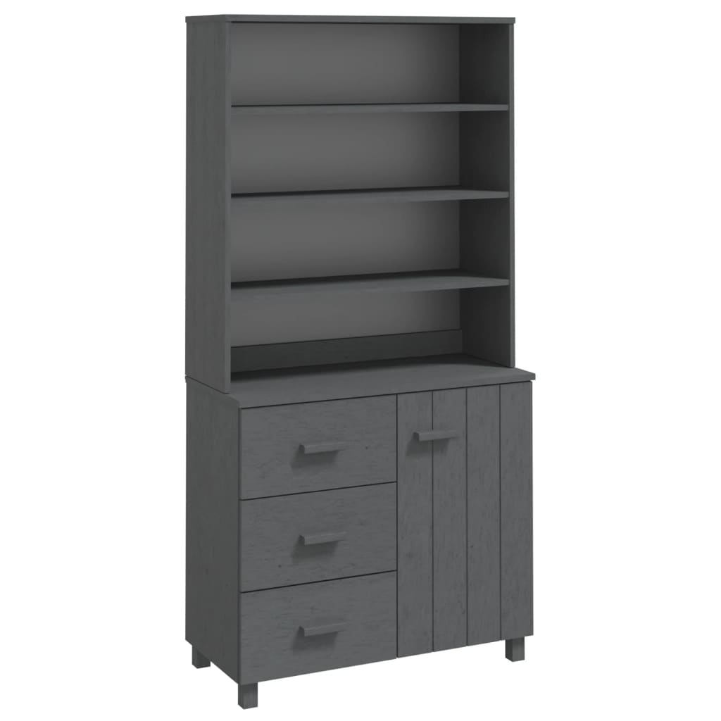 Credenza HAMAR in Legno Massello di Pino Grigio Scuro - homemem39