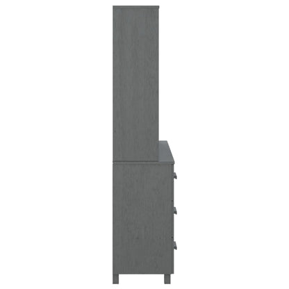 Credenza HAMAR in Legno Massello di Pino Grigio Scuro - homemem39