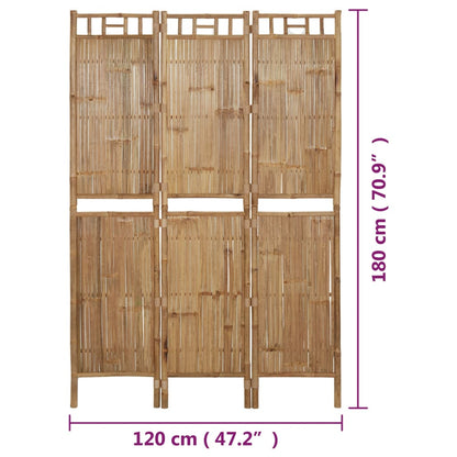 Paravento a 3 Pannelli in Bambù 120x180 cm - homemem39