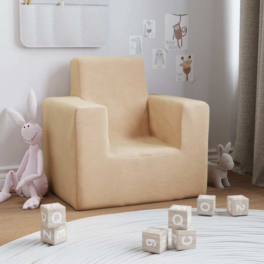 Divano per Bambini Crema in Morbido Peluche - homemem39
