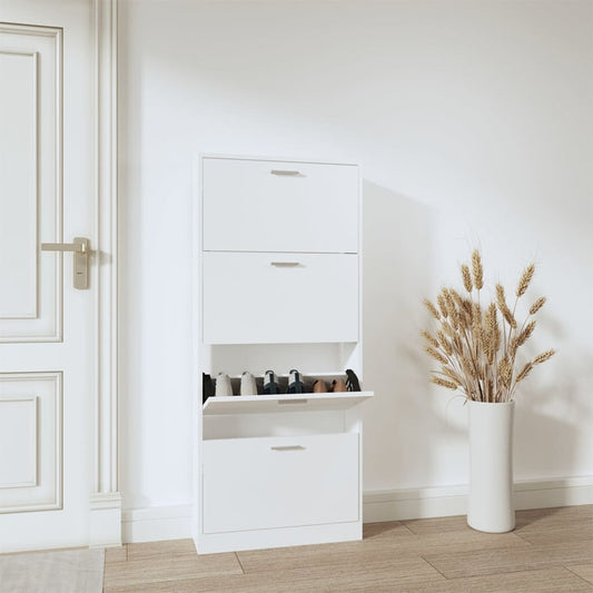Scarpiera Bianca 59x17x150 cm in Legno Multistrato - homemem39