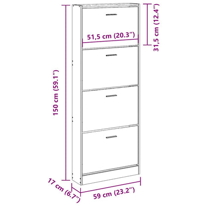 Scarpiera Rovere Marrone 59x17x150 cm in Legno Multistrato | homemem39