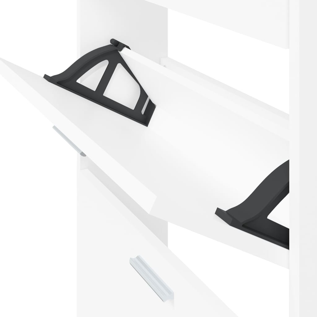 Scarpiera Bianca 59x17x108 cm in Legno Massello di Argilla