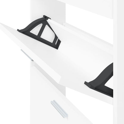 Scarpiera Bianca 59x17x108 cm in Legno Massello di Argilla