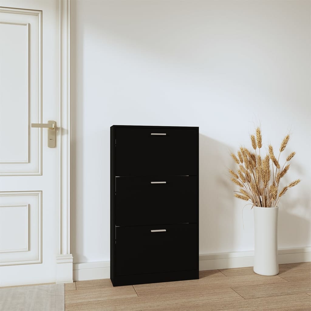 Scarpiera Nera 59x17x108 cm in Legno Multistrato - homemem39