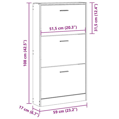 Scarpiera Grigio Cemento 59x17x108 cm in Legno Multistrato | homemem39