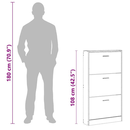 Scarpiera Grigio Cemento 59x17x108 cm in Legno Multistrato | homemem39