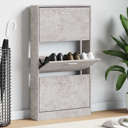 Scarpiera Grigio Cemento 59x17x108 cm in Legno Multistrato | homemem39