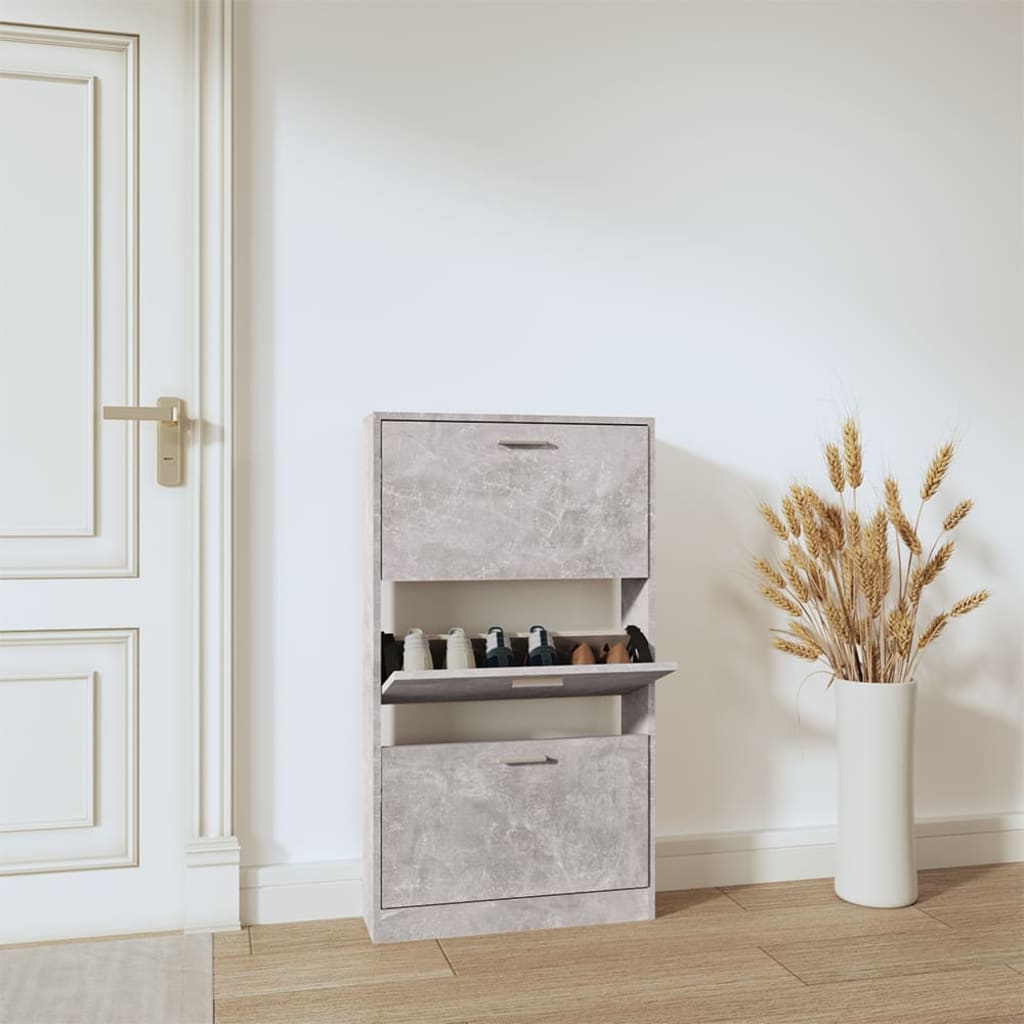 Scarpiera Grigio Cemento 59x17x108 cm in Legno Multistrato - homemem39