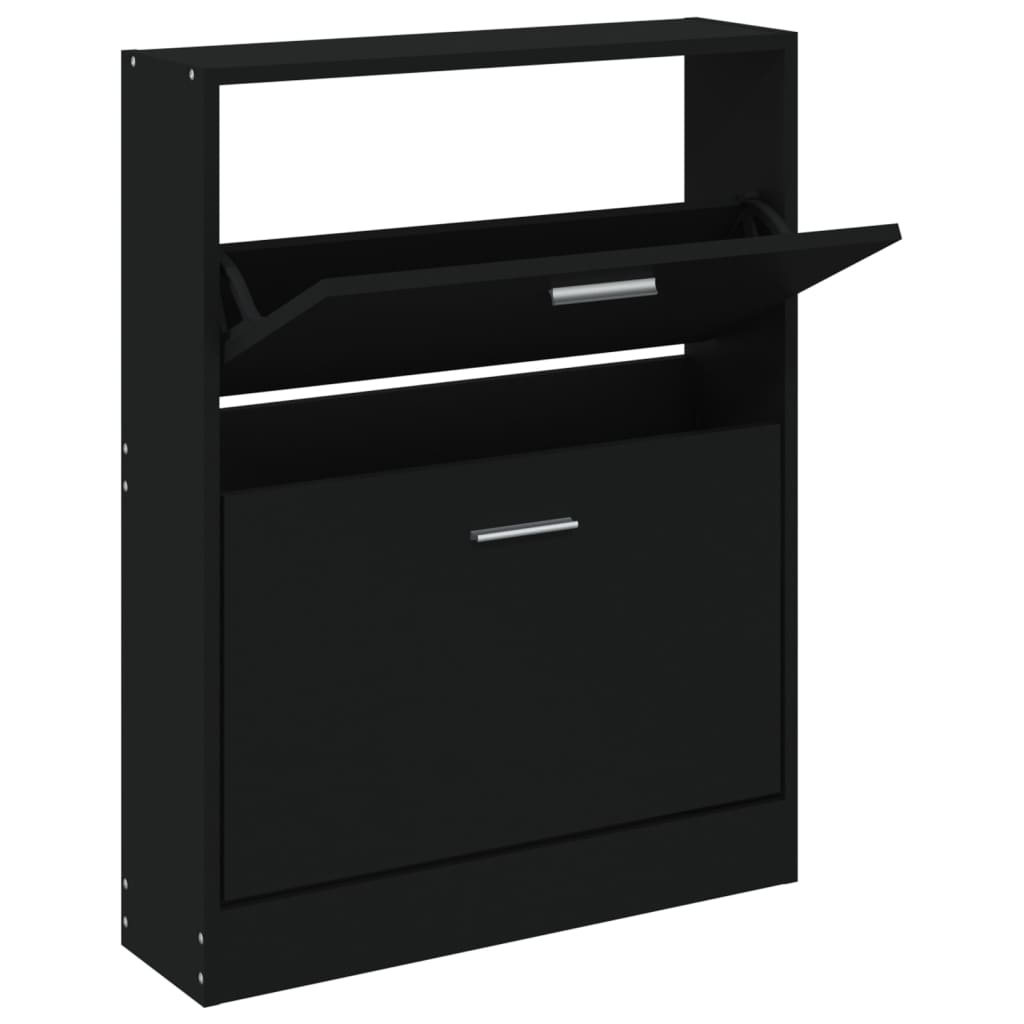 Scarpiera Nero 59x17x81 cm in Legno Multistrato - homemem39