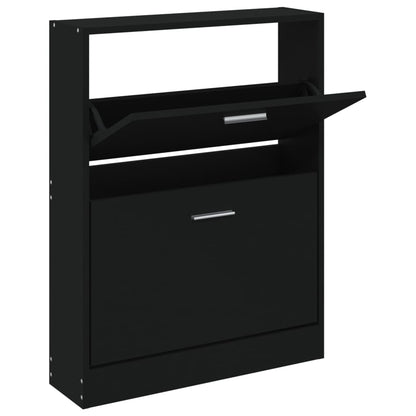 Scarpiera Nero 59x17x81 cm in Legno Multistrato - homemem39