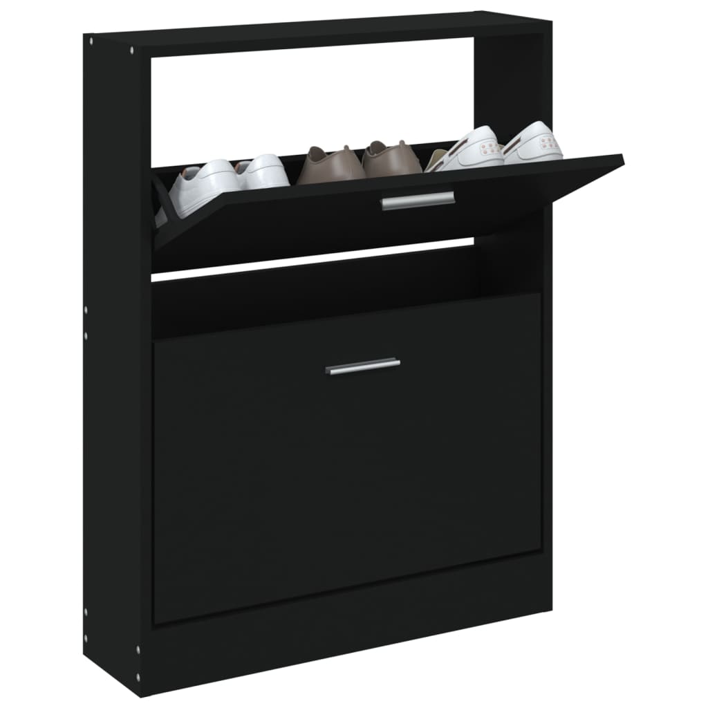 Scarpiera Nero 59x17x81 cm in Legno Multistrato - homemem39