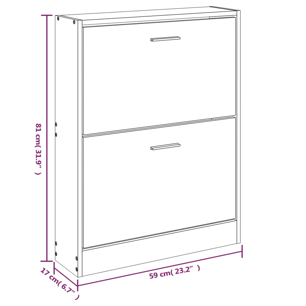 Scarpiera Nero 59x17x81 cm in Legno Multistrato - homemem39