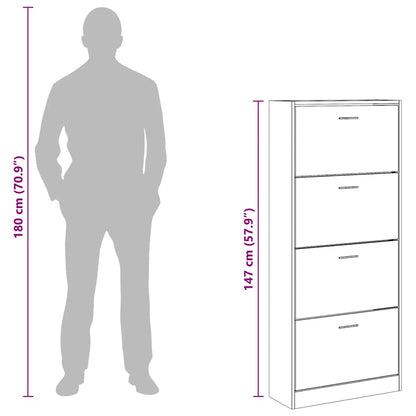 Scarpiera Nera 63x24x147 cm in Legno Multistrato | homemem39