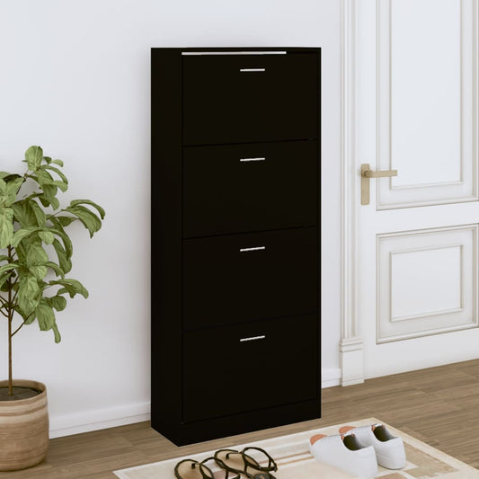 Scarpiera Nera 63x24x147 cm in Legno Multistrato - homemem39